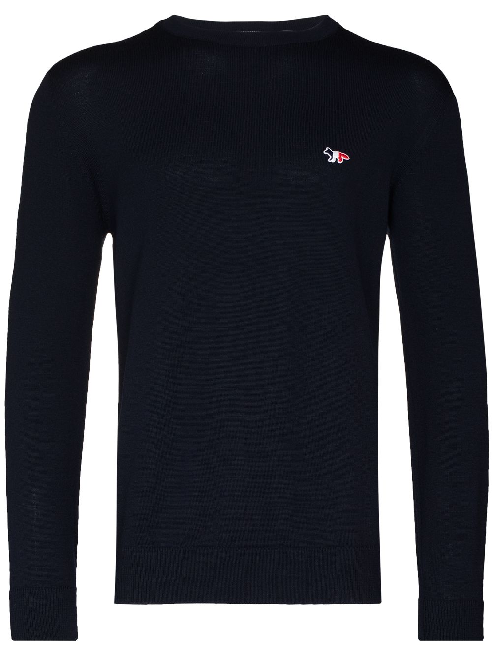 Maison Kitsuné Embroidered Logo Wool Jumper Blue Men Knitted Sweaters Maison-Kitsune