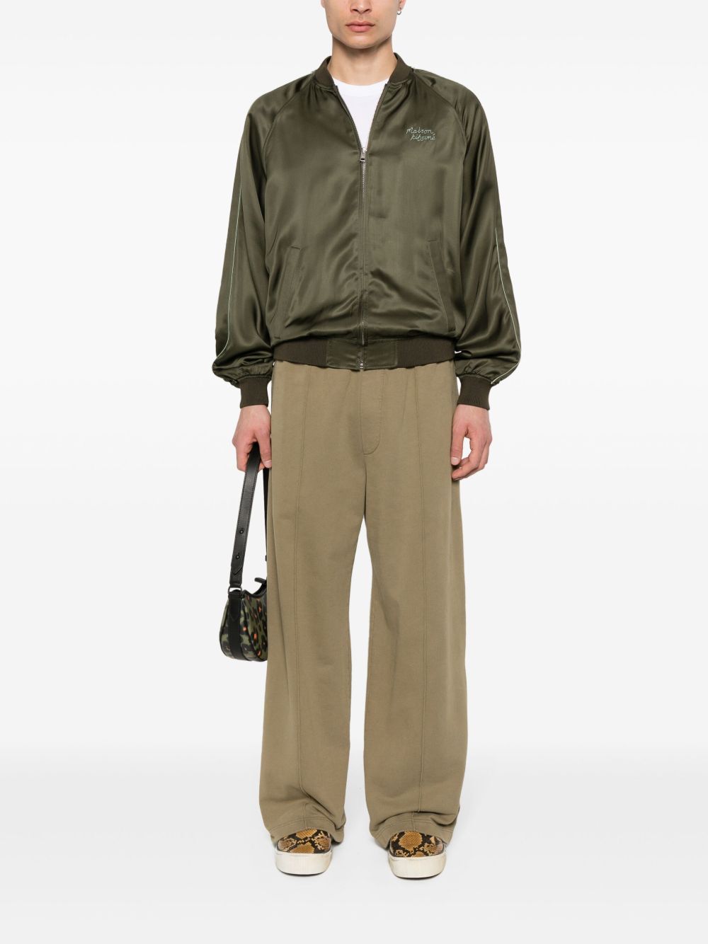 Maison Kitsuné Teddy logo-embroidered Track Jacket Green Men Sport Jackets & Windbreakers Maison-Kitsune