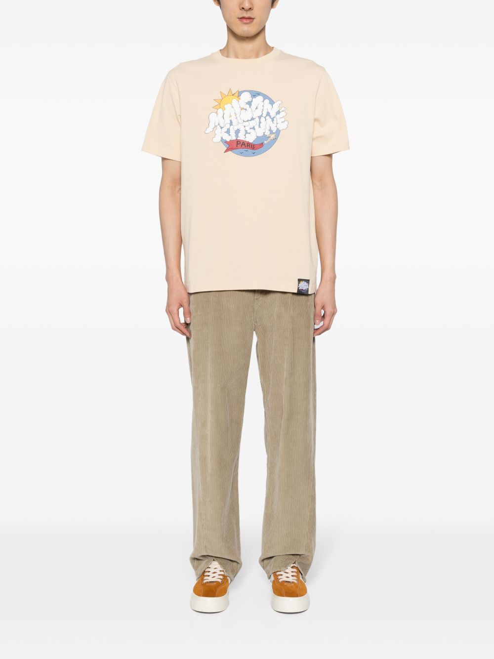 Maison Kitsuné logo-print Cotton T-shirt Yellow Maison-Kitsune Men T-Shirts