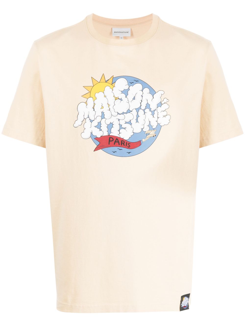 Maison Kitsuné logo-print Cotton T-shirt Yellow Maison-Kitsune Men T-Shirts