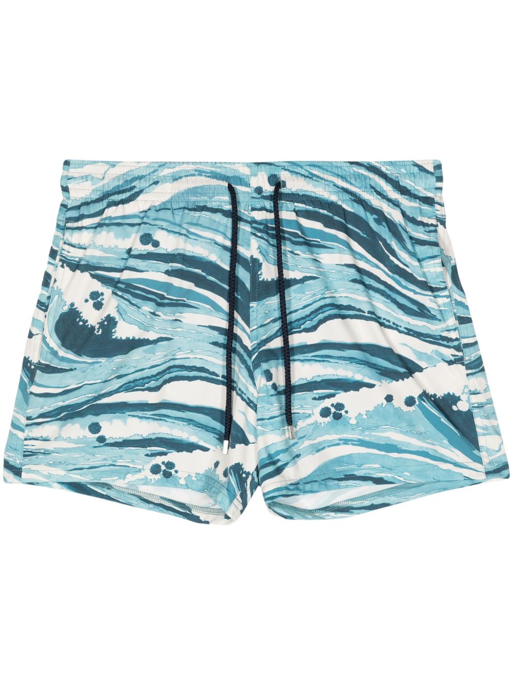 Maison-Kitsune Deck Shorts Men Maison Kitsuné wave-print Deck Shorts Blue