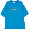 Maison-Kitsune T-Shirts Men Maison Kitsuné Go Faster-print Cotton T-shirt Blue