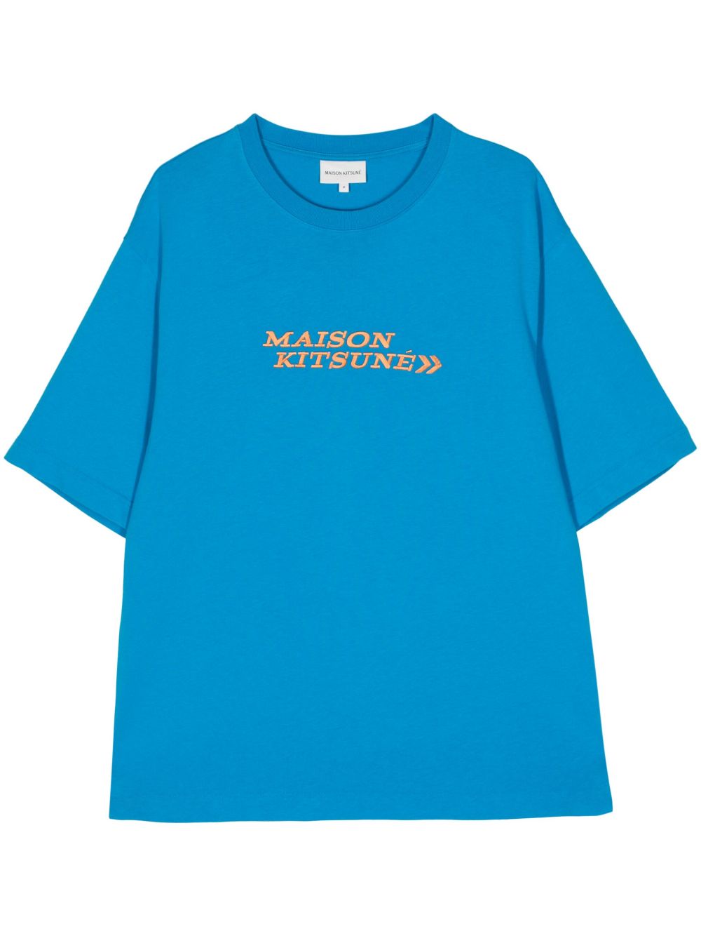 Maison-Kitsune T-Shirts Men Maison Kitsuné Go Faster-print Cotton T-shirt Blue