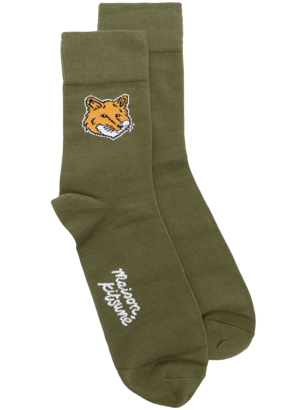 Maison-Kitsune Socks Men Maison Kitsuné Fox-head Socks Green