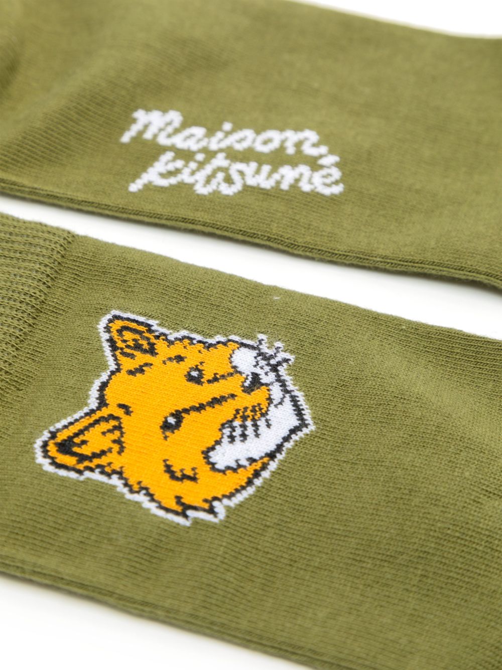 Maison-Kitsune Socks Men Maison Kitsuné Fox-head Socks Green