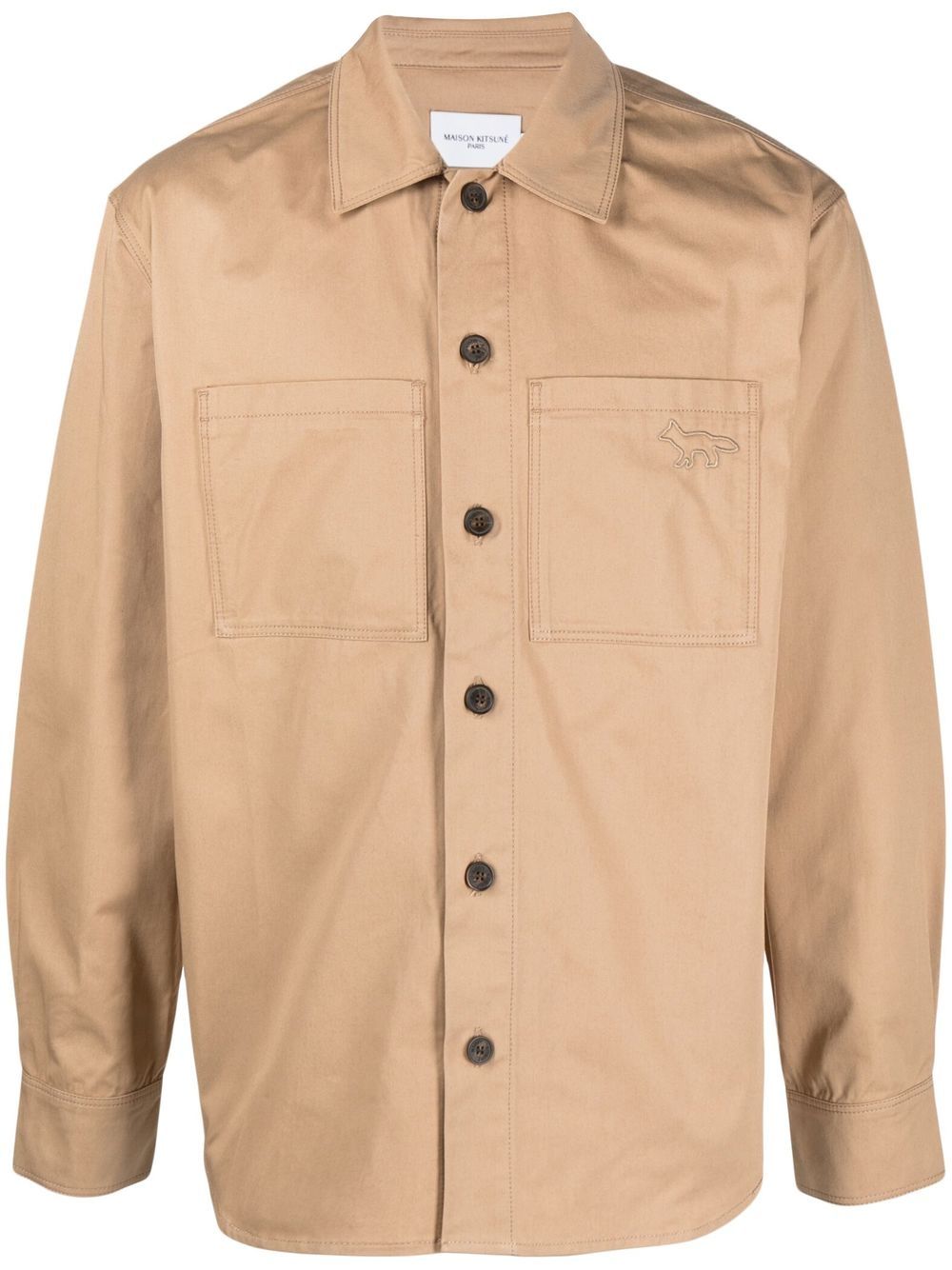 Maison Kitsuné button-up Shirt Jacket Brown Men Shirt Jackets Maison-Kitsune