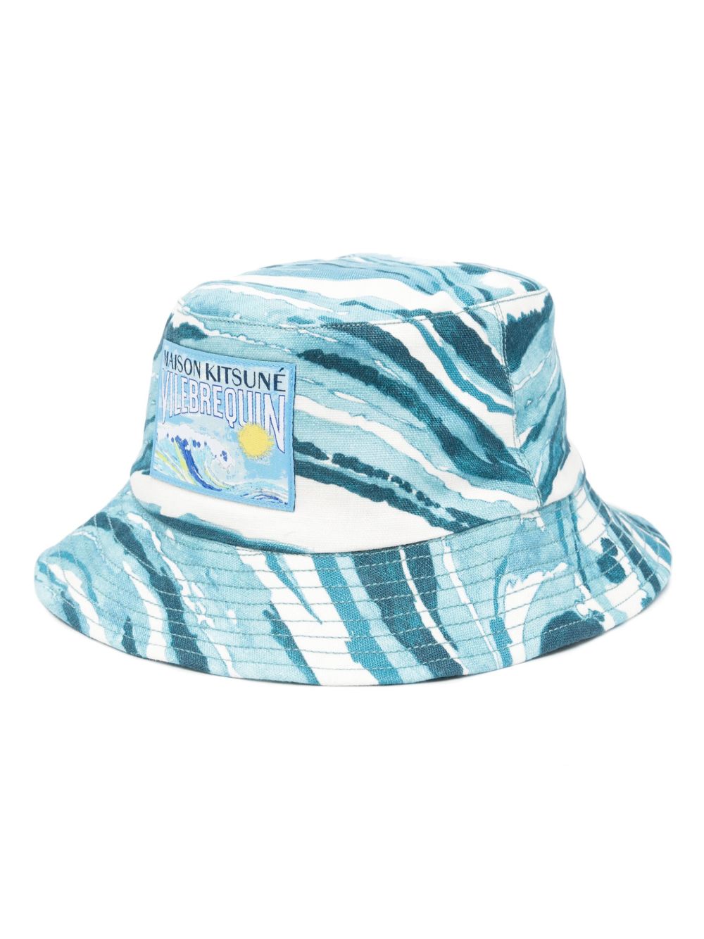 Maison-Kitsune Hats Men Maison Kitsuné abstract-pattern Cotton Bucket Hat Blue