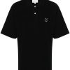 Maison Kitsuné Chillax Fox Cotton Polo Shirt Black Maison-Kitsune Men Polo Shirts