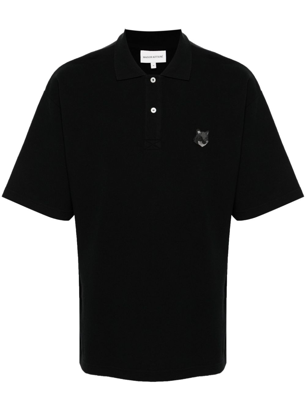 Maison Kitsuné Chillax Fox Cotton Polo Shirt Black Maison-Kitsune Men Polo Shirts