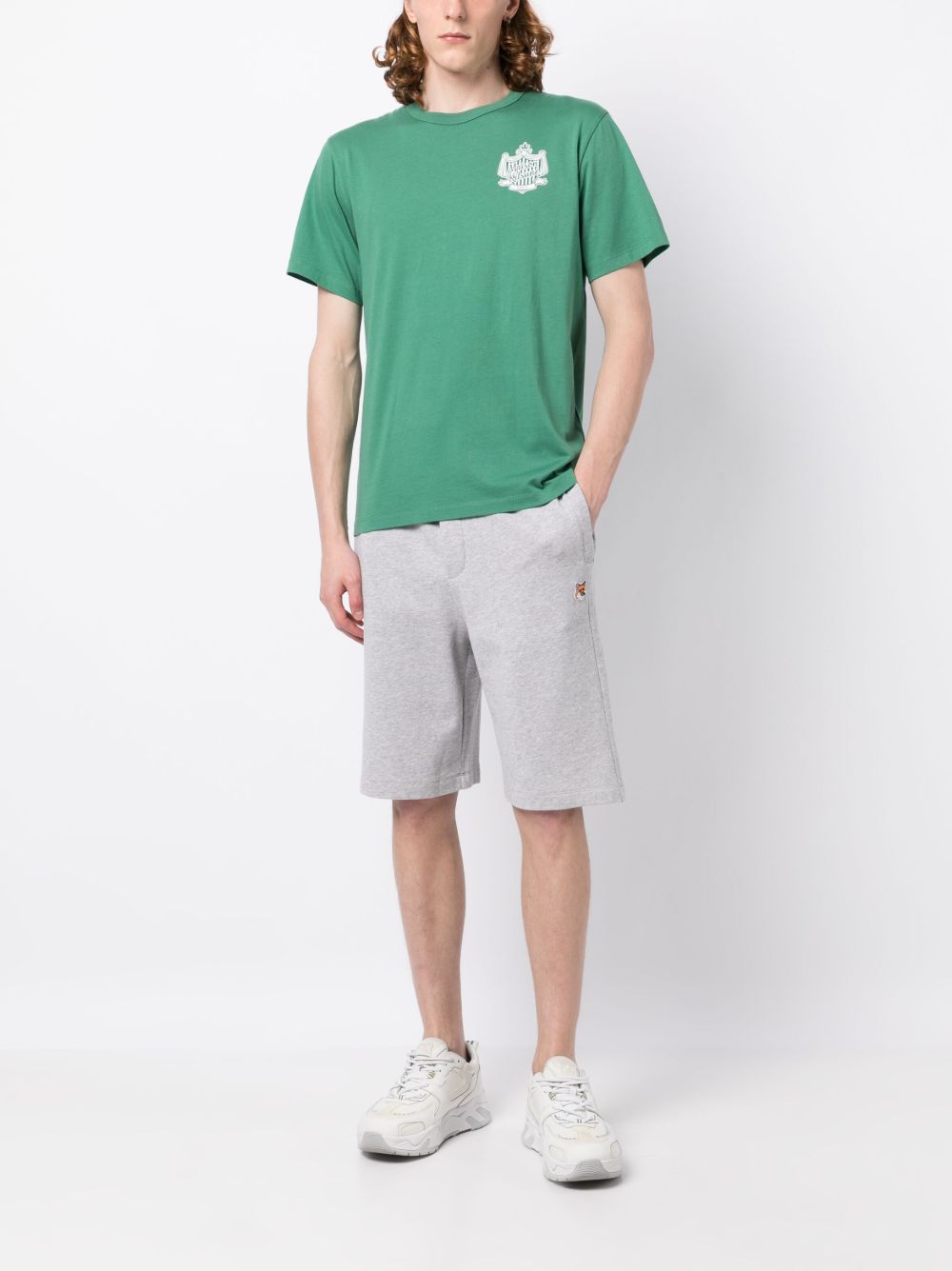Maison Kitsuné logo-patch Track Shorts Grey Maison-Kitsune Men Track & Running Shorts