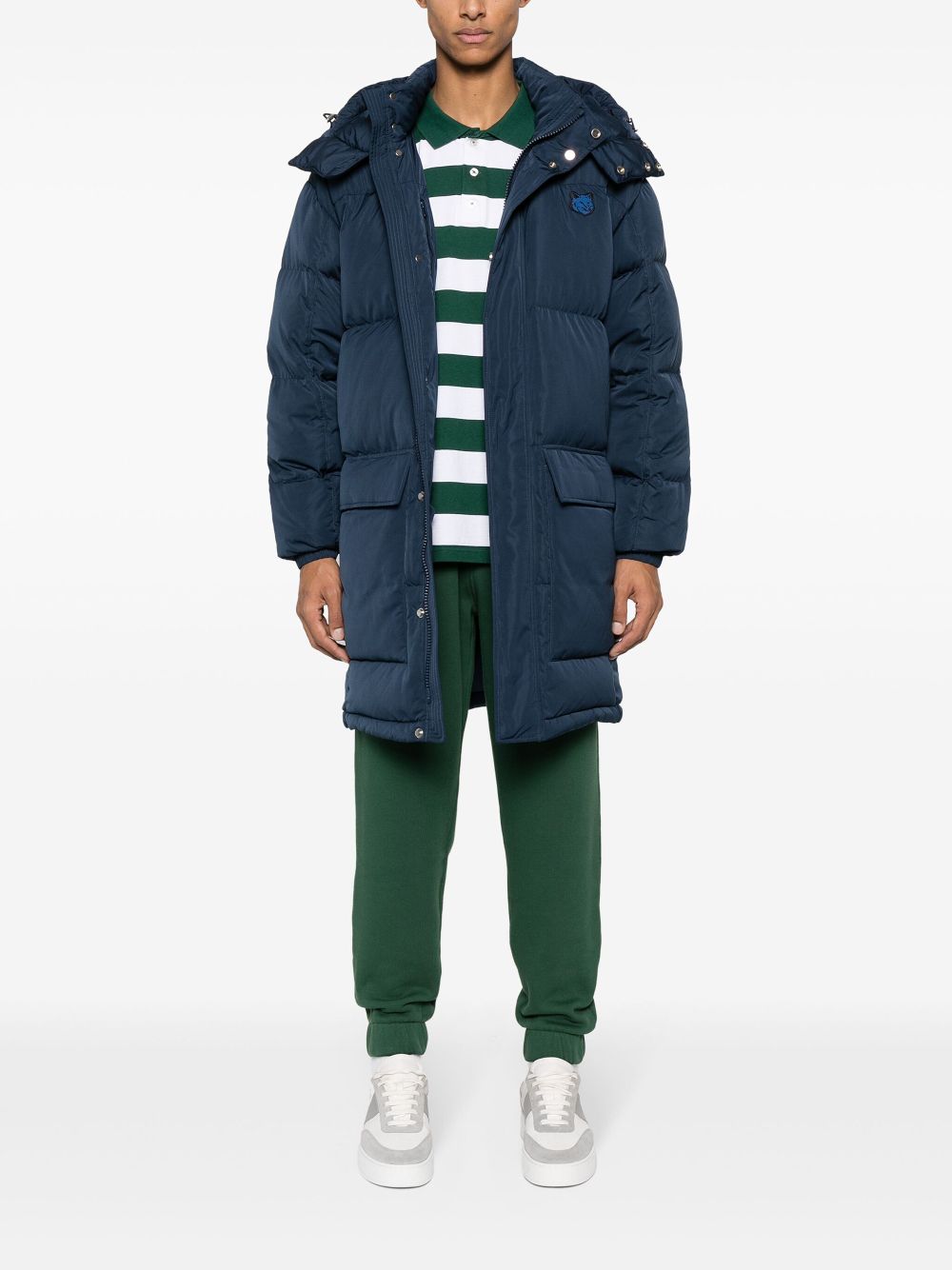 Maison Kitsuné Fox-appliqué Cotton Track Trousers Green Maison-Kitsune Men Sweatpants