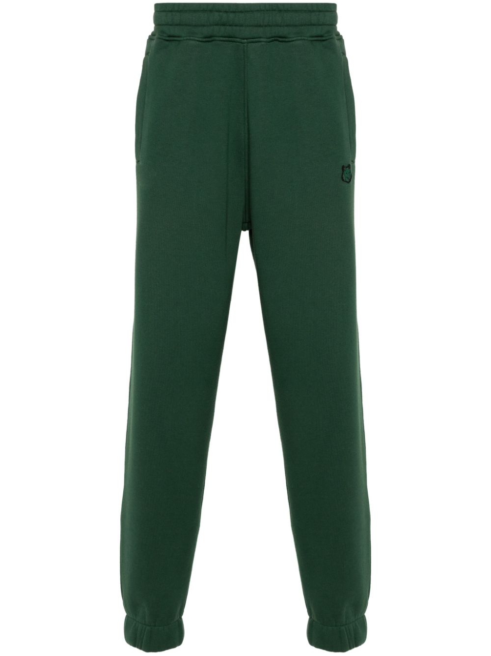 Maison Kitsuné Fox-appliqué Cotton Track Trousers Green Maison-Kitsune Men Sweatpants