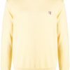 Maison-Kitsune Knitted Sweaters Men Maison Kitsuné embroidered-logo Knitted Wool Jumper Yellow