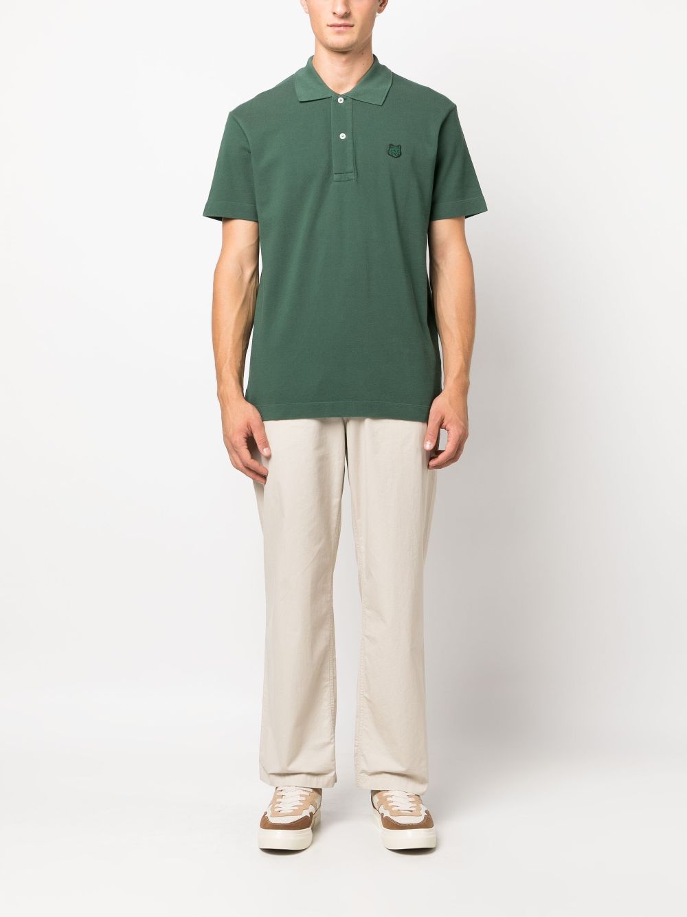 Men Polo Shirts Maison-Kitsune Maison Kitsuné Piqué logo-appliqué Polo Shirt Green