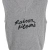 Maison Kitsuné logo-embroidered Wool Vest Grey Men Knitted Sweaters Maison-Kitsune