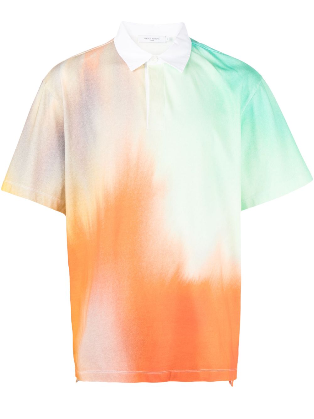 Maison Kitsuné abstract-print Polo Shirt Green Maison-Kitsune Men Polo Shirts