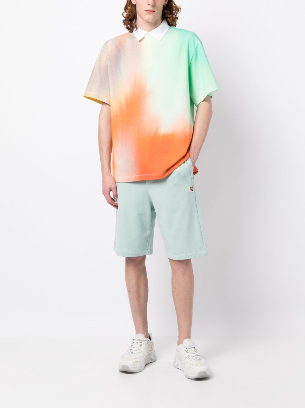 Maison Kitsuné abstract-print Polo Shirt Green Maison-Kitsune Men Polo Shirts