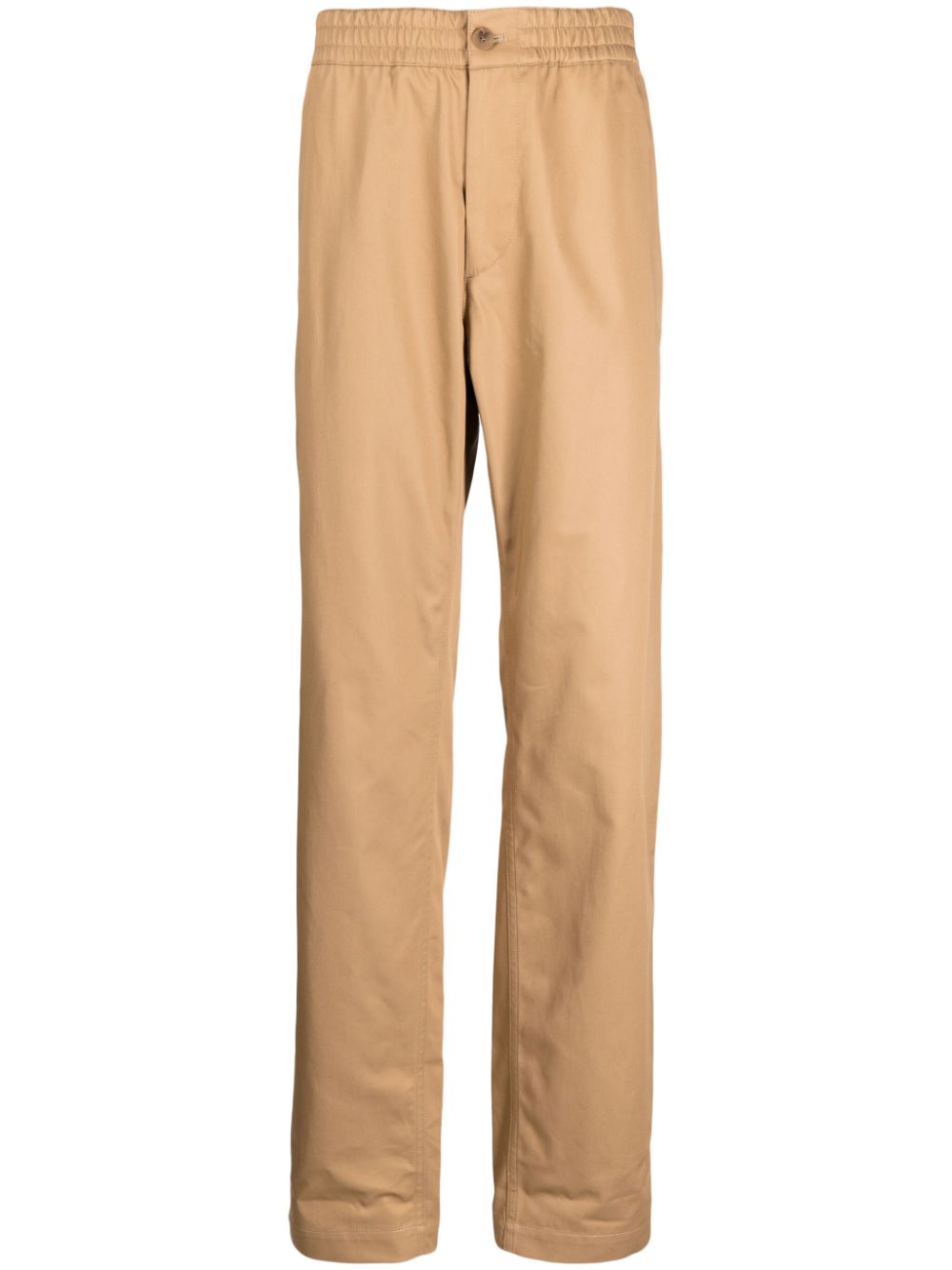 Maison-Kitsune Regular-Fit & Straight Leg Pants Men Maison Kitsuné mid-rise straight-leg Trousers Brown