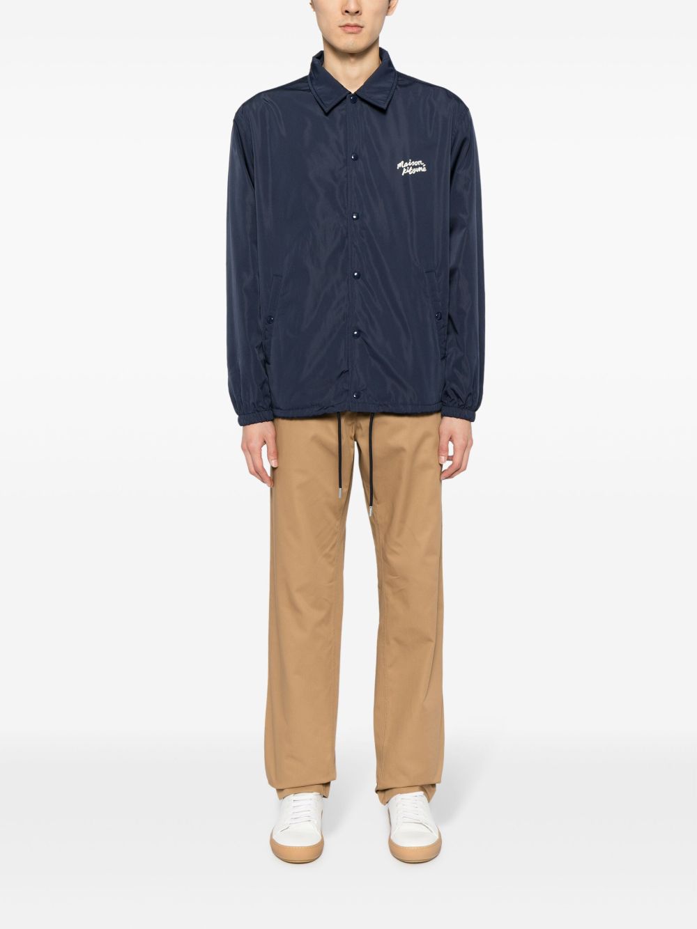 Maison-Kitsune Regular-Fit & Straight Leg Pants Men Maison Kitsuné mid-rise straight-leg Trousers Brown