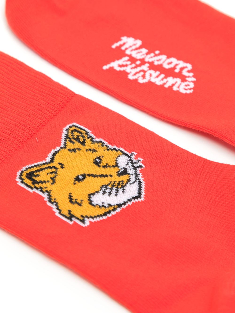 Maison-Kitsune Socks Men Maison Kitsuné Fox Head logo-intarsia Socks Red