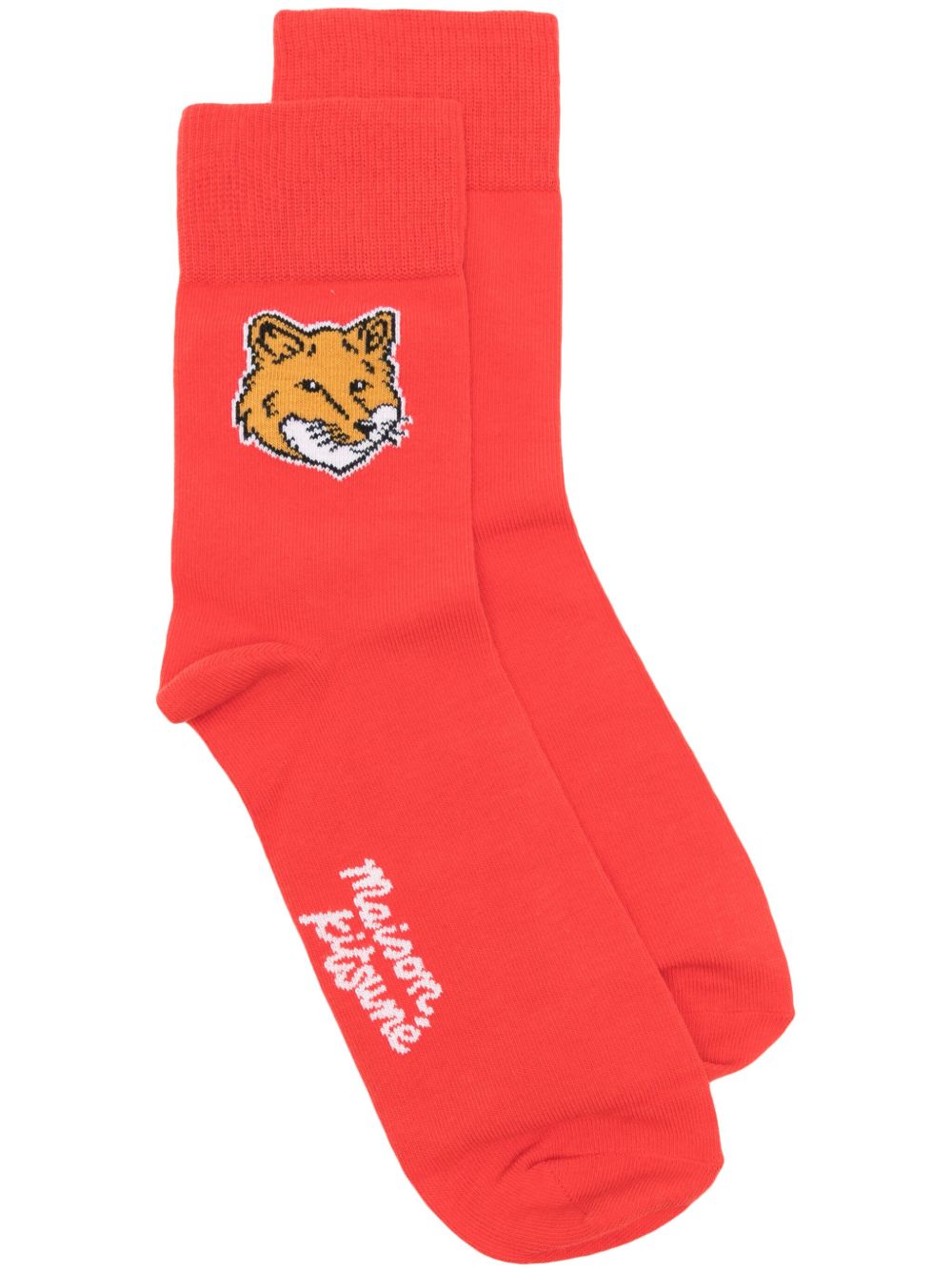 Maison-Kitsune Socks Men Maison Kitsuné Fox Head logo-intarsia Socks Red
