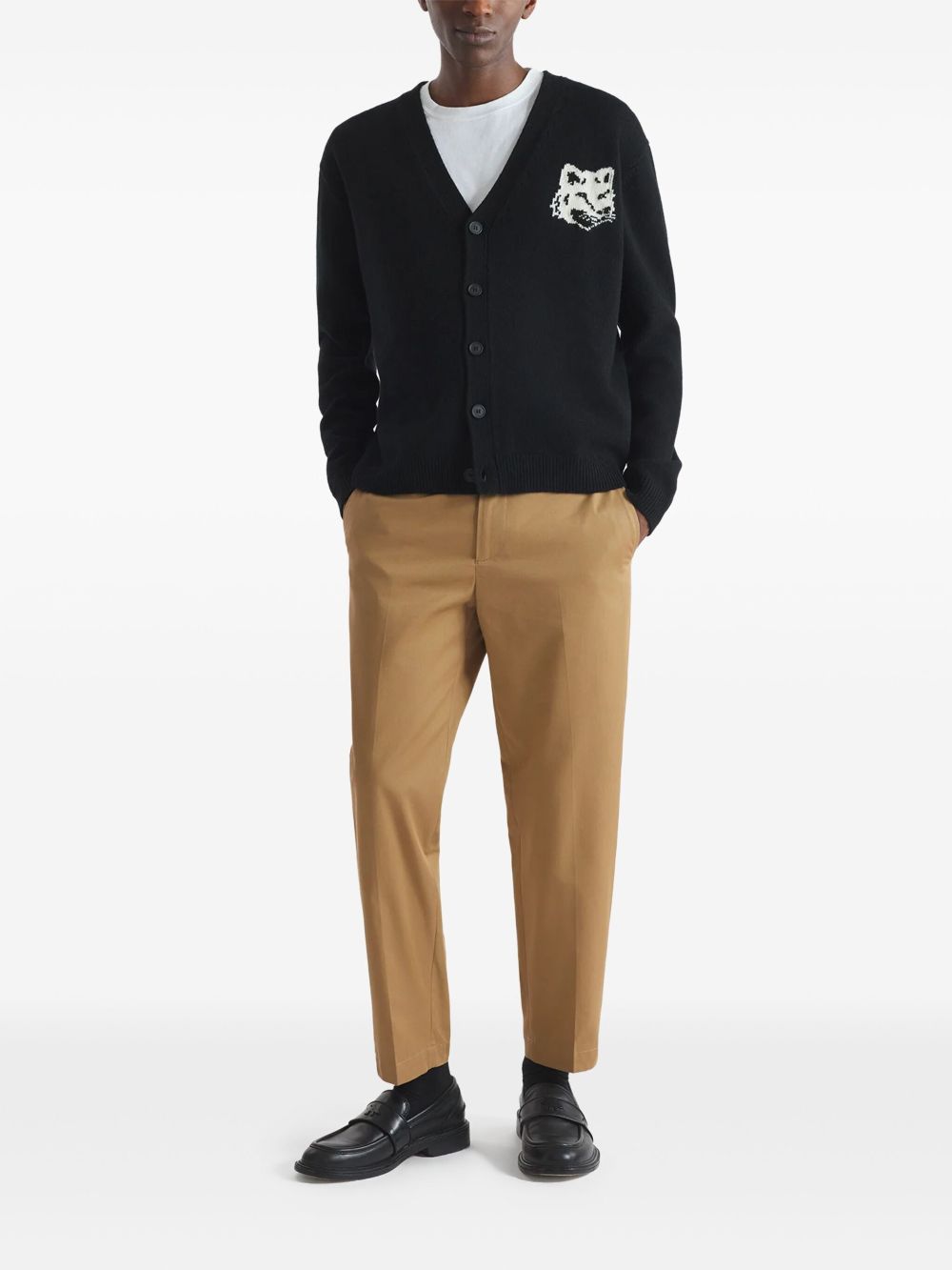 Maison Kitsuné Cotton Trousers Brown Men Tapered Pants Maison-Kitsune