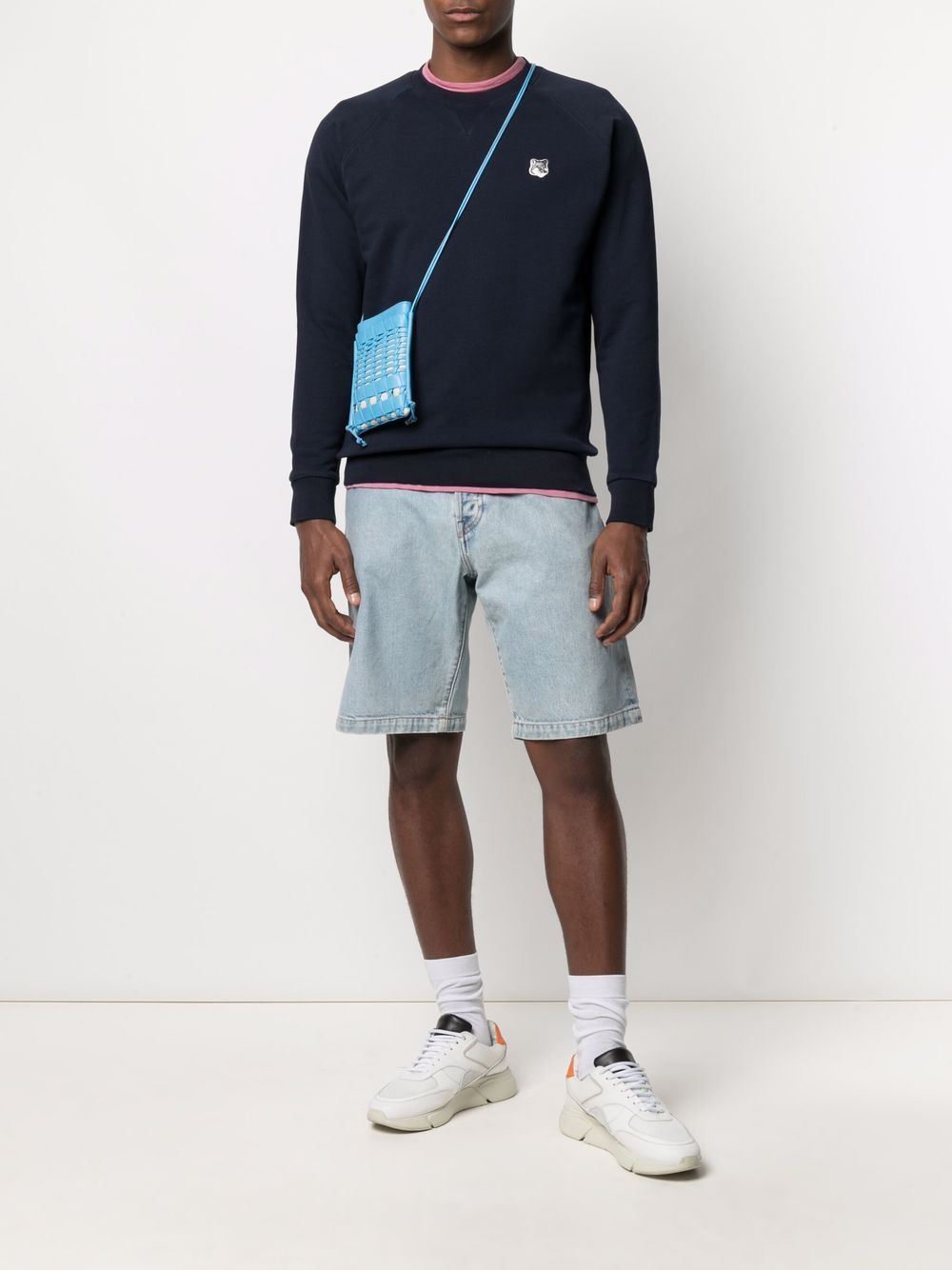Maison-Kitsune Sweatshirts Men Maison Kitsuné logo-patch Sweatshirt Blue