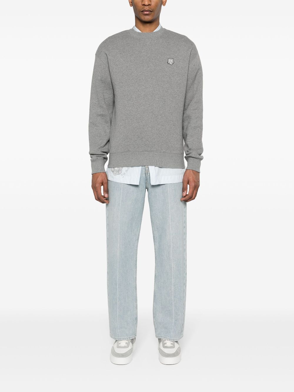 Maison Kitsuné Bold Fox Head Cotton Sweatshirt Grey Men Sweatshirts Maison-Kitsune