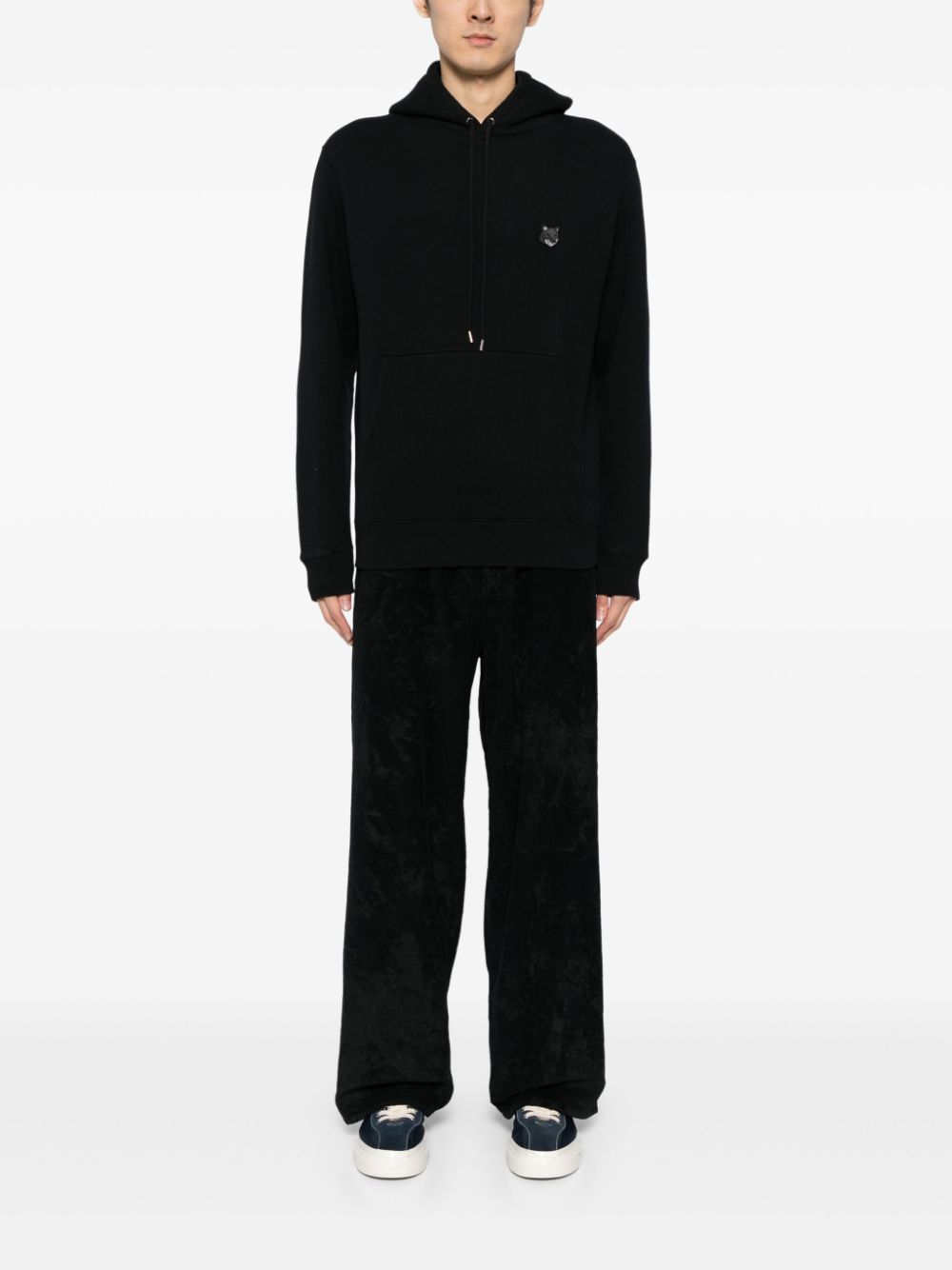 Maison-Kitsune Hoodies Men Maison Kitsuné Signature Fox Motif Hoodie Black
