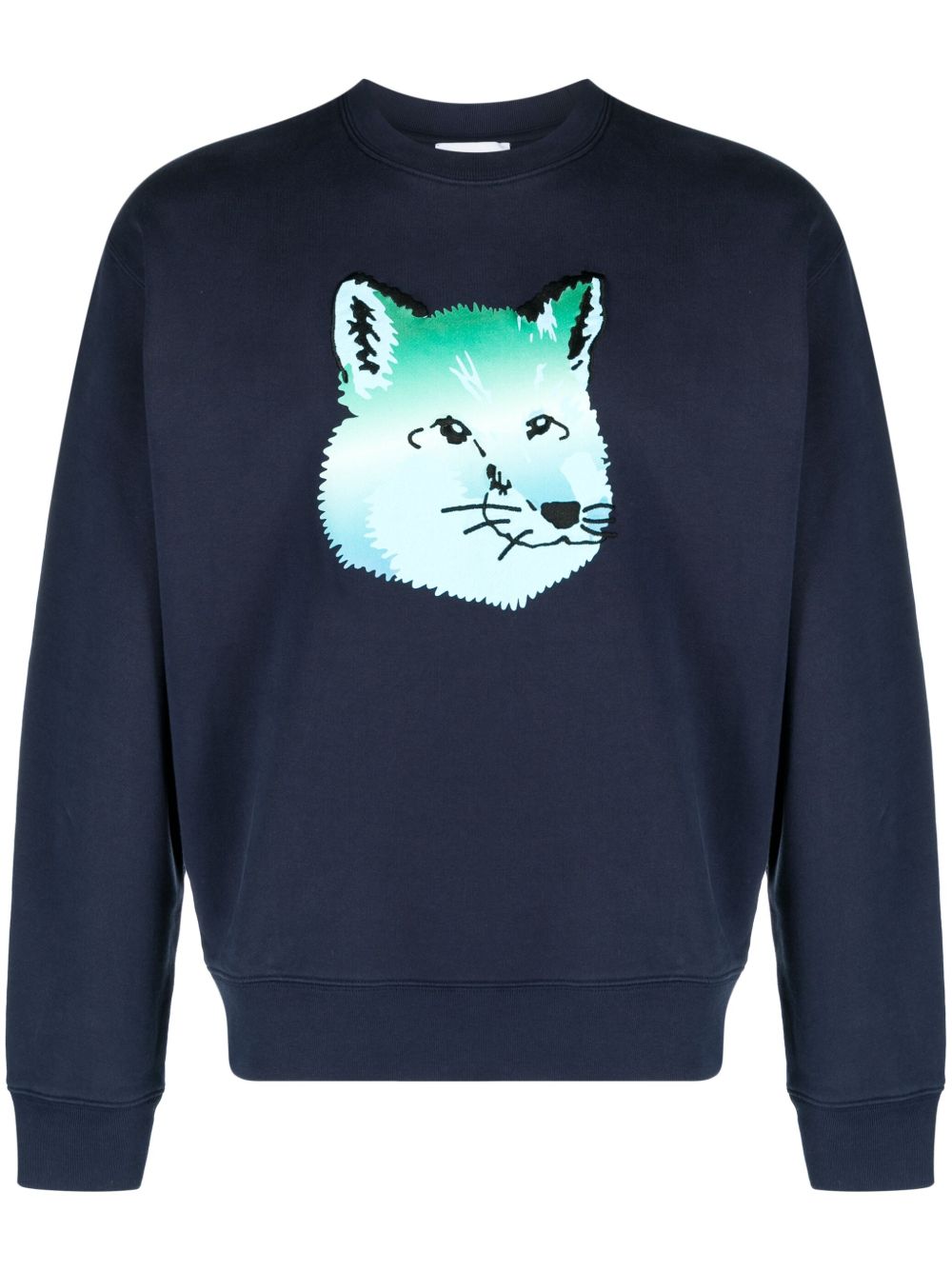 Maison-Kitsune Sweatshirts Men Maison Kitsuné Vibrant Fox Head-print Sweatshirt Blue