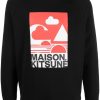 Men Sweatshirts Maison-Kitsune Maison Kitsuné logo-print Detail Sweatshirt Black