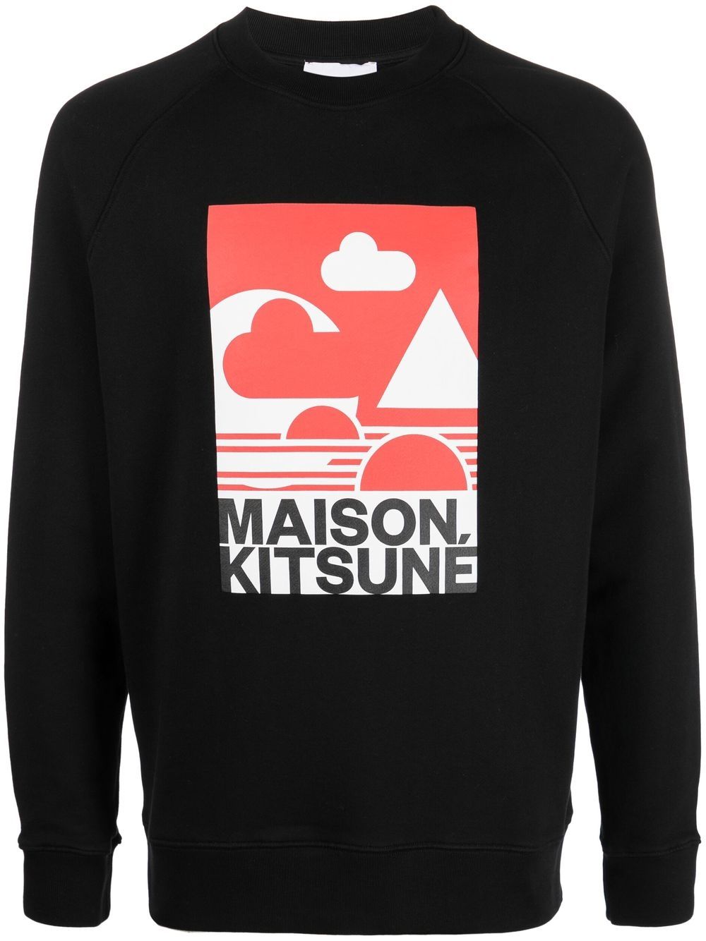 Men Sweatshirts Maison-Kitsune Maison Kitsuné logo-print Detail Sweatshirt Black