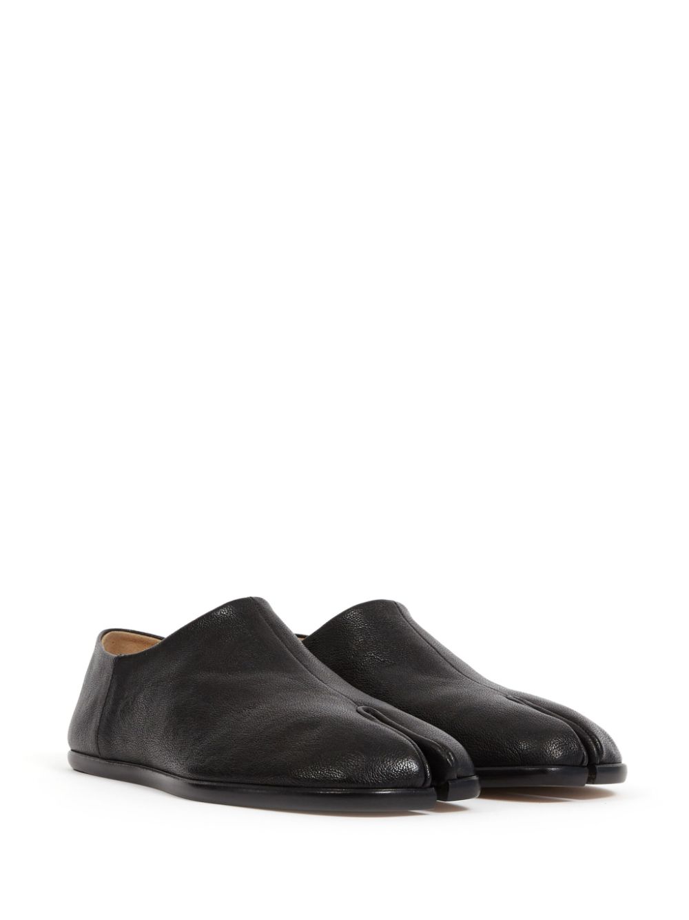 Maison-Kitsune Loafers Men Maison Margiela Tabi Leather Babouche Shoes Black